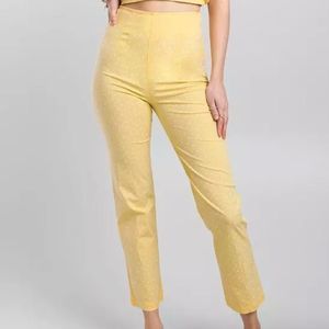 New Billabong Salty Blonde Moonlight Pants Light Yellow White Polka Dot